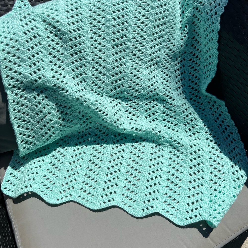 Soft Mint Green Crochet Baby Blanket